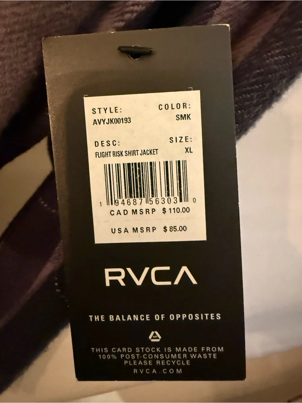 RVCA lightweight plaid